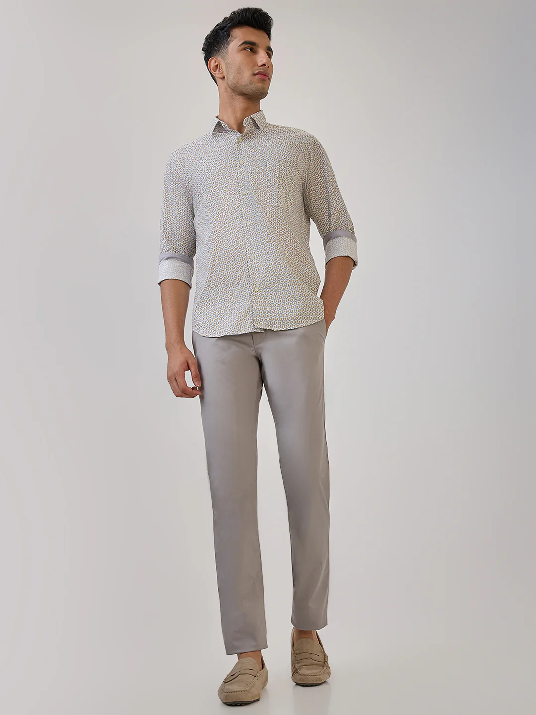 Parx Men Grey Solid Low Rise Tapered Fit Cotton Blend Trouser - Image 5