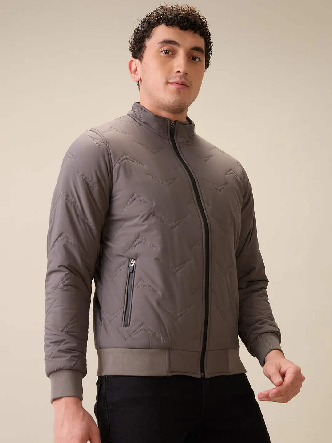 Parx Men Grey Solid Polyester Full Sleeve Jacket - Image 2