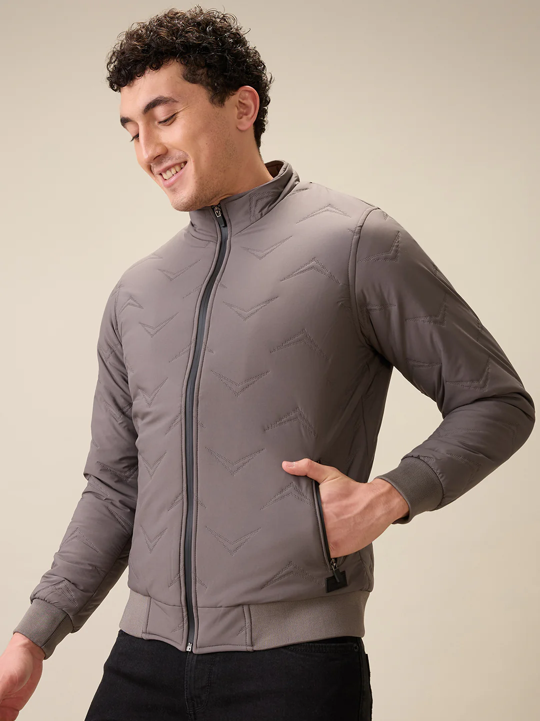 Parx Men Grey Solid Polyester Full Sleeve Jacket - Image 3