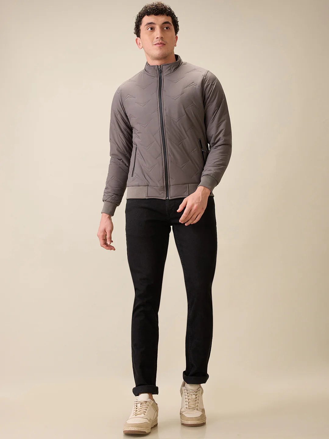 Parx Men Grey Solid Polyester Full Sleeve Jacket - Image 5