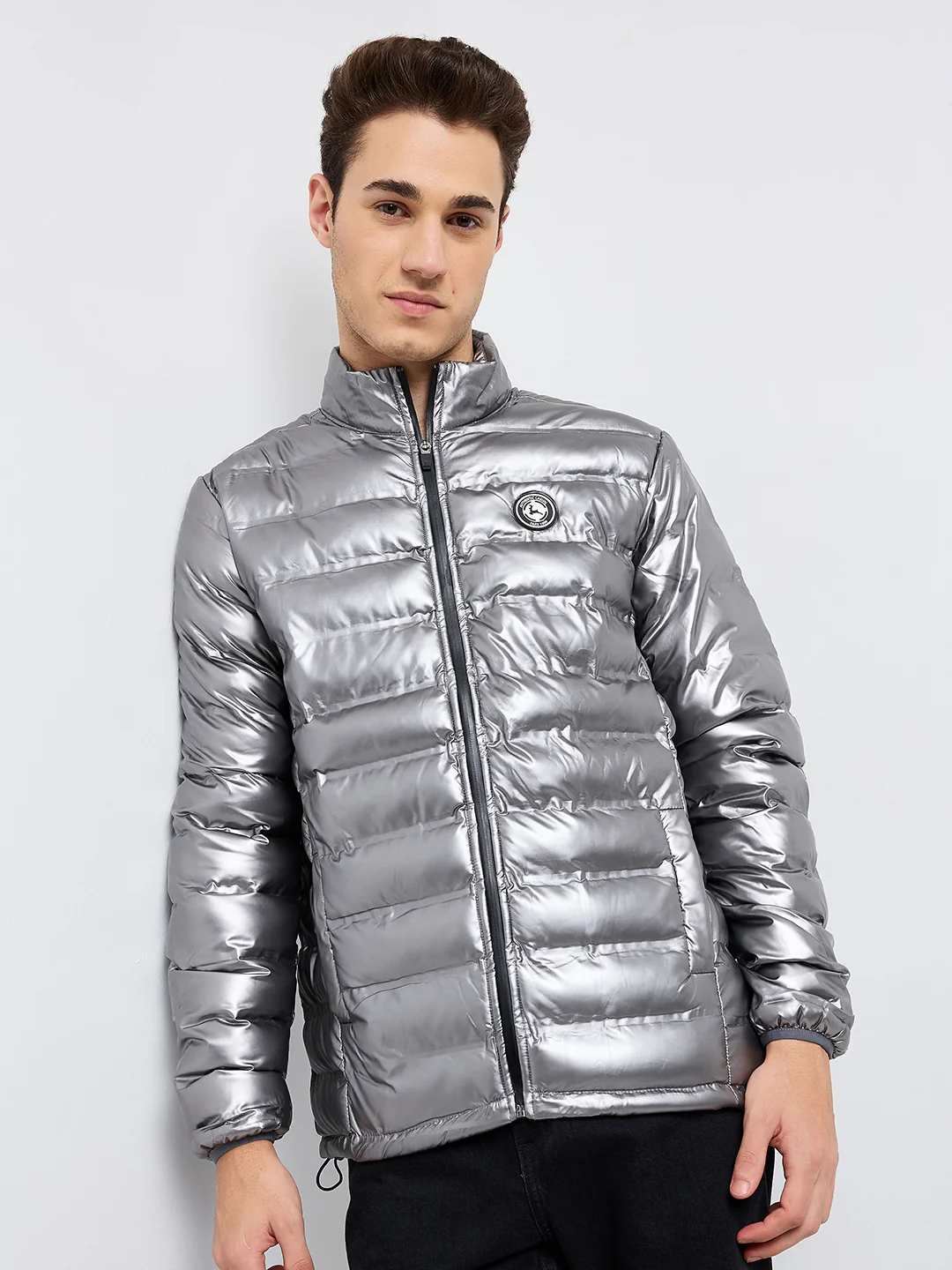 Parx Men Grey Solid Polyester Jacket