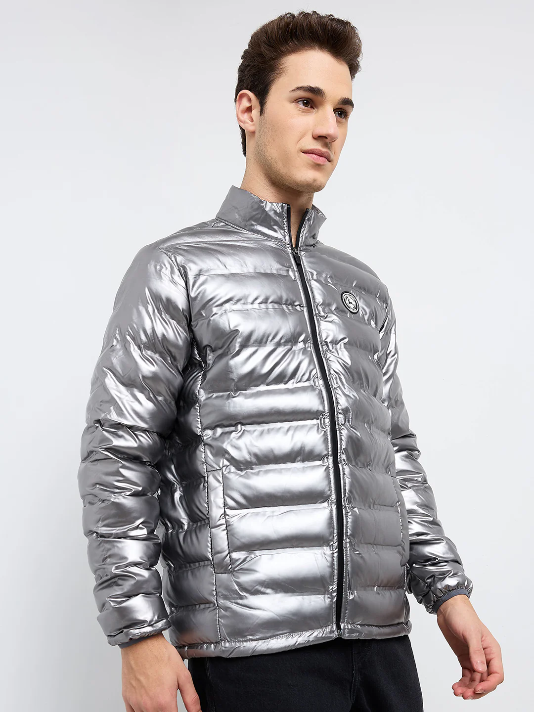 Parx Men Grey Solid Polyester Jacket - Image 2