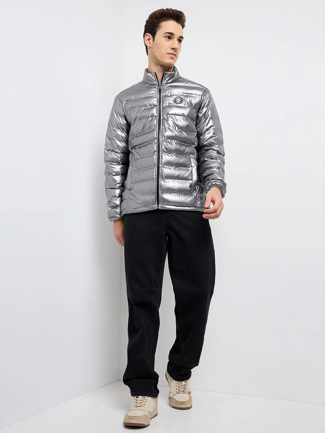 Parx Men Grey Solid Polyester Jacket - Image 5