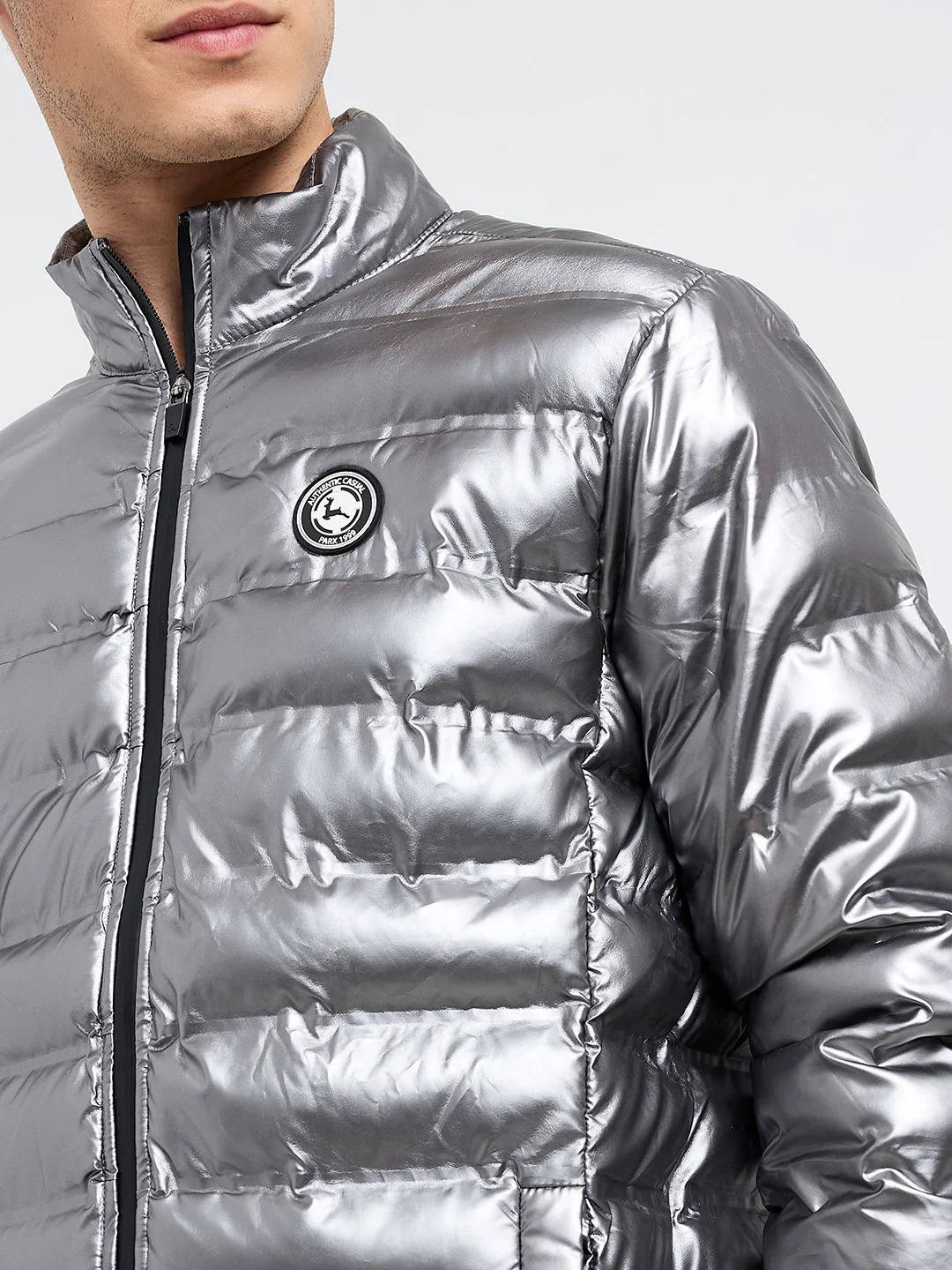 Parx Men Grey Solid Polyester Jacket - Image 6