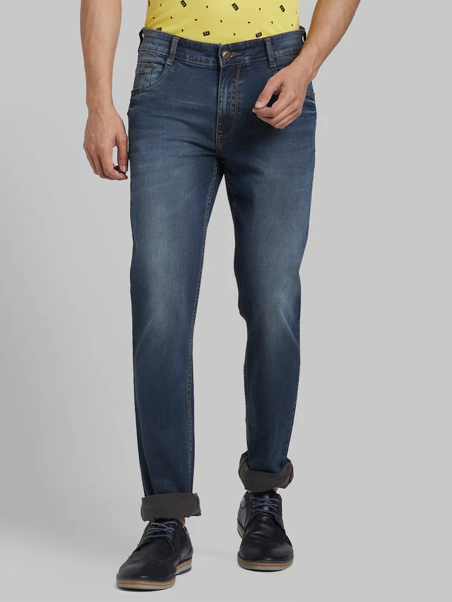 Parx Men Grey Solid Slim Tapered Fit Jeans
