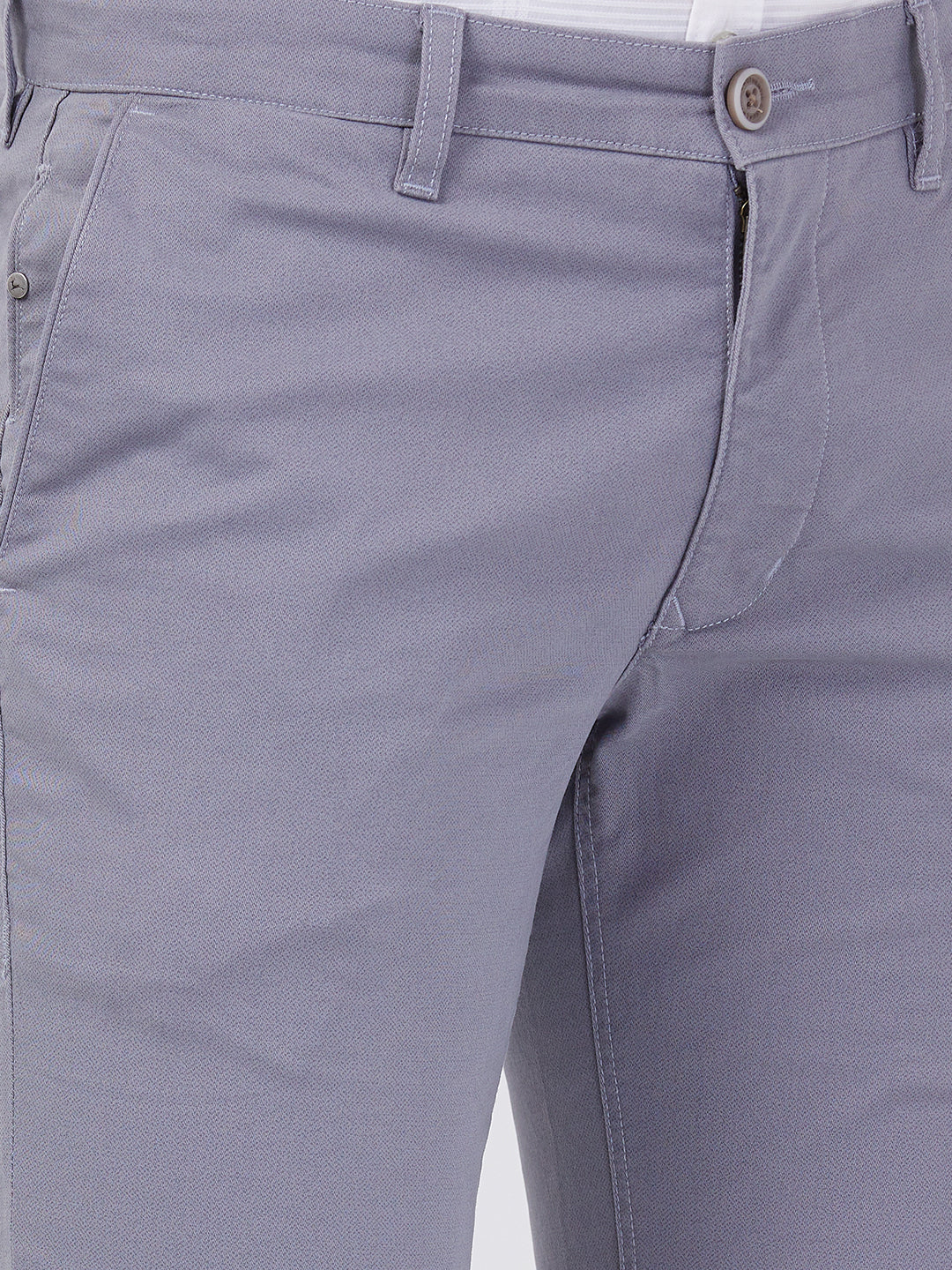 Parx Men Grey Solid Super Slim Fit Cotton Blend Trouser - Image 6