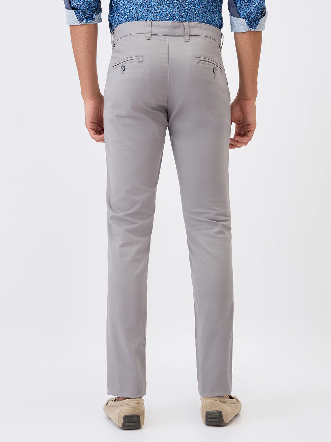 Parx Men Grey Solid Super Slim Fit Cotton Blend Trouser - Image 4
