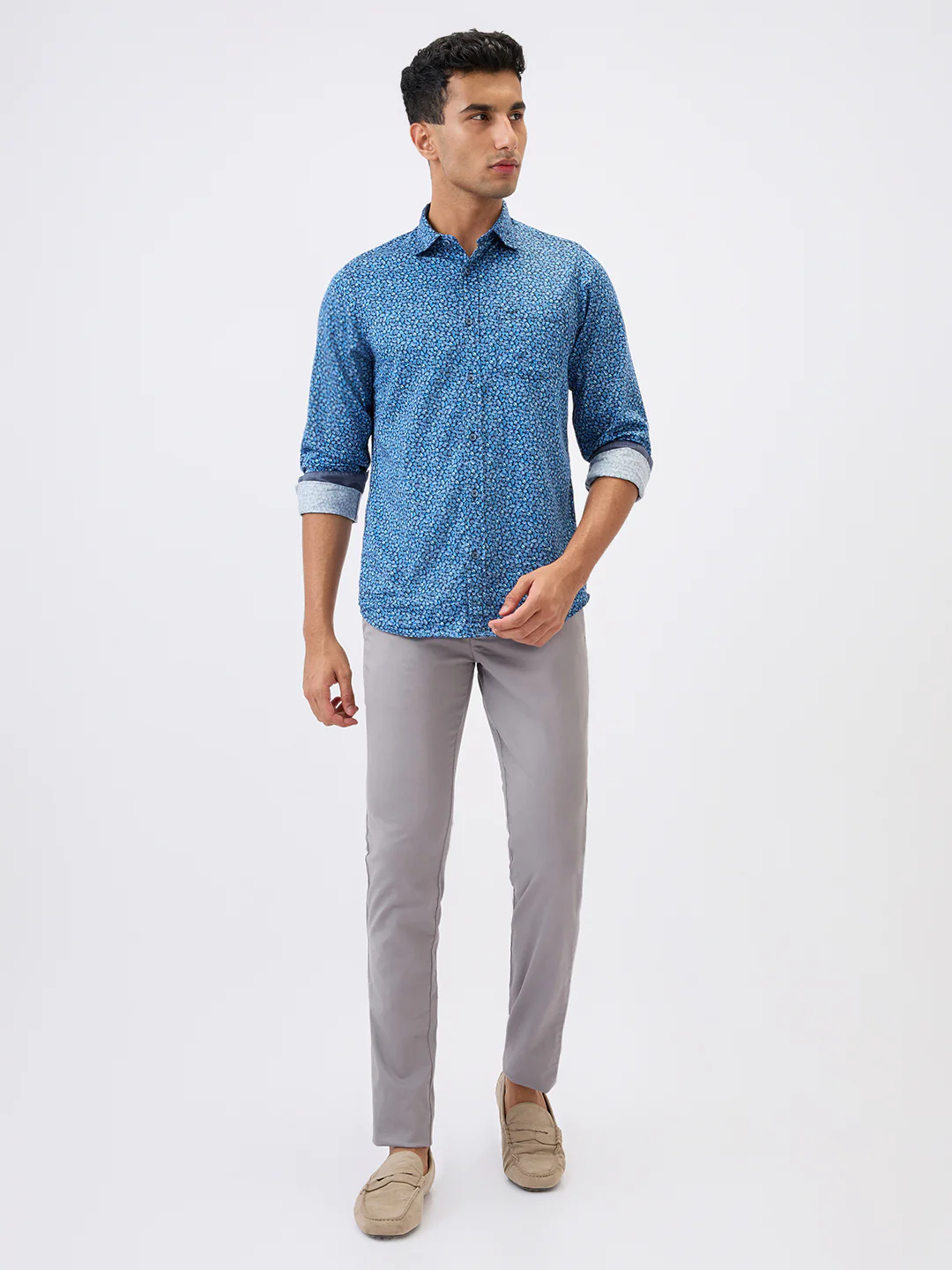 Parx Men Grey Solid Super Slim Fit Cotton Blend Trouser - Image 5