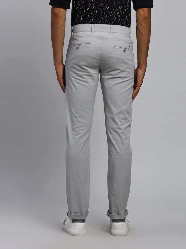 Parx Men Grey Solid Tapered Fit Trouser - Image 4