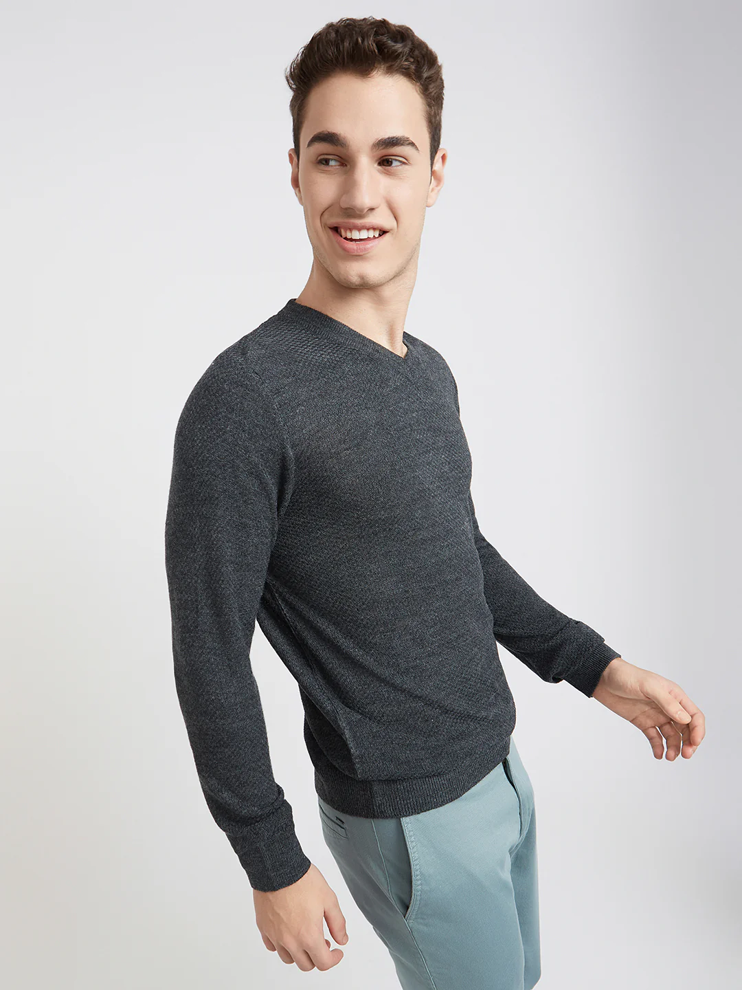 Parx Men Grey Structure Acrylic Sweaters - Image 2