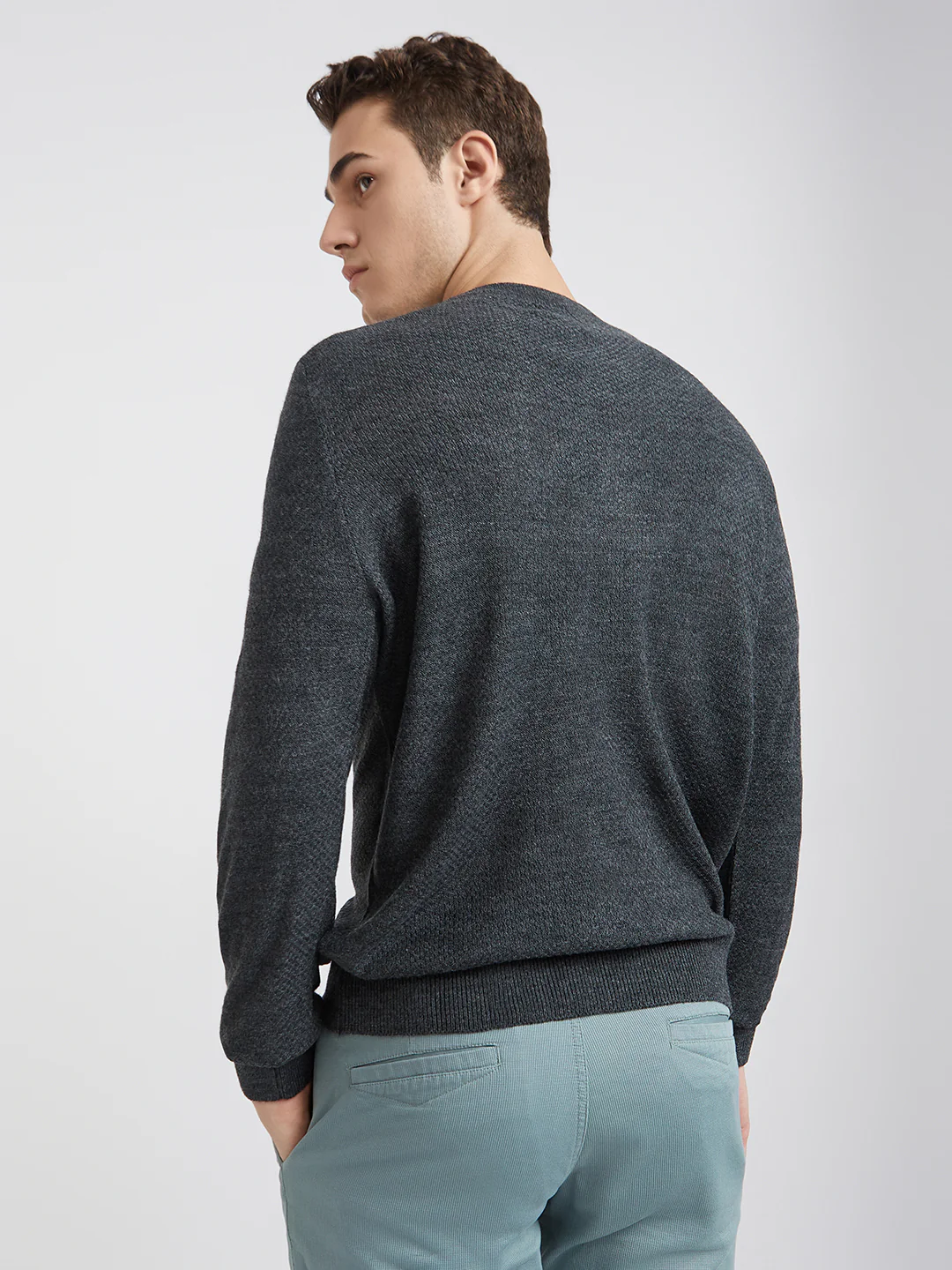 Parx Men Grey Structure Acrylic Sweaters - Image 4