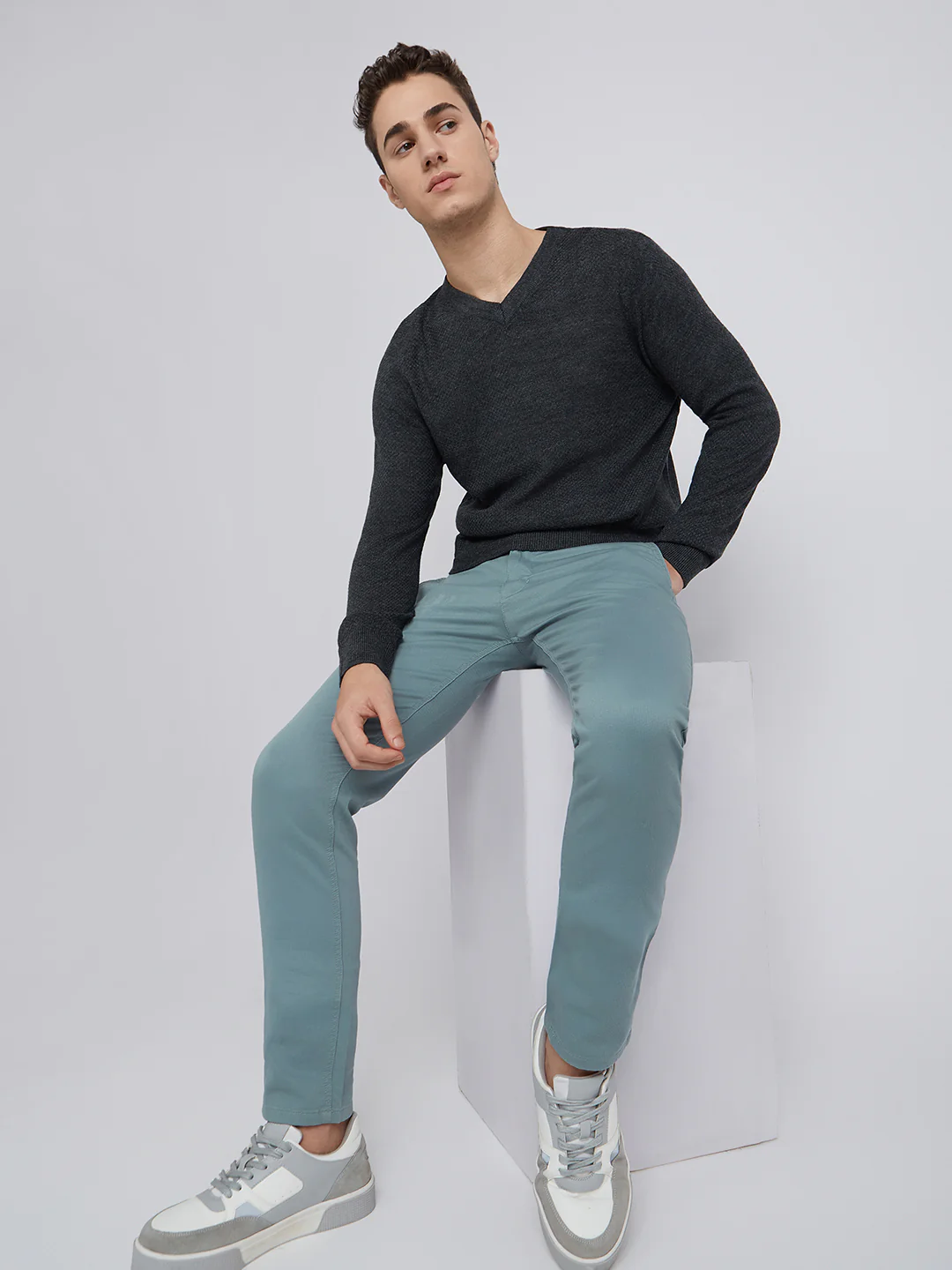 Parx Men Grey Structure Acrylic Sweaters - Image 5