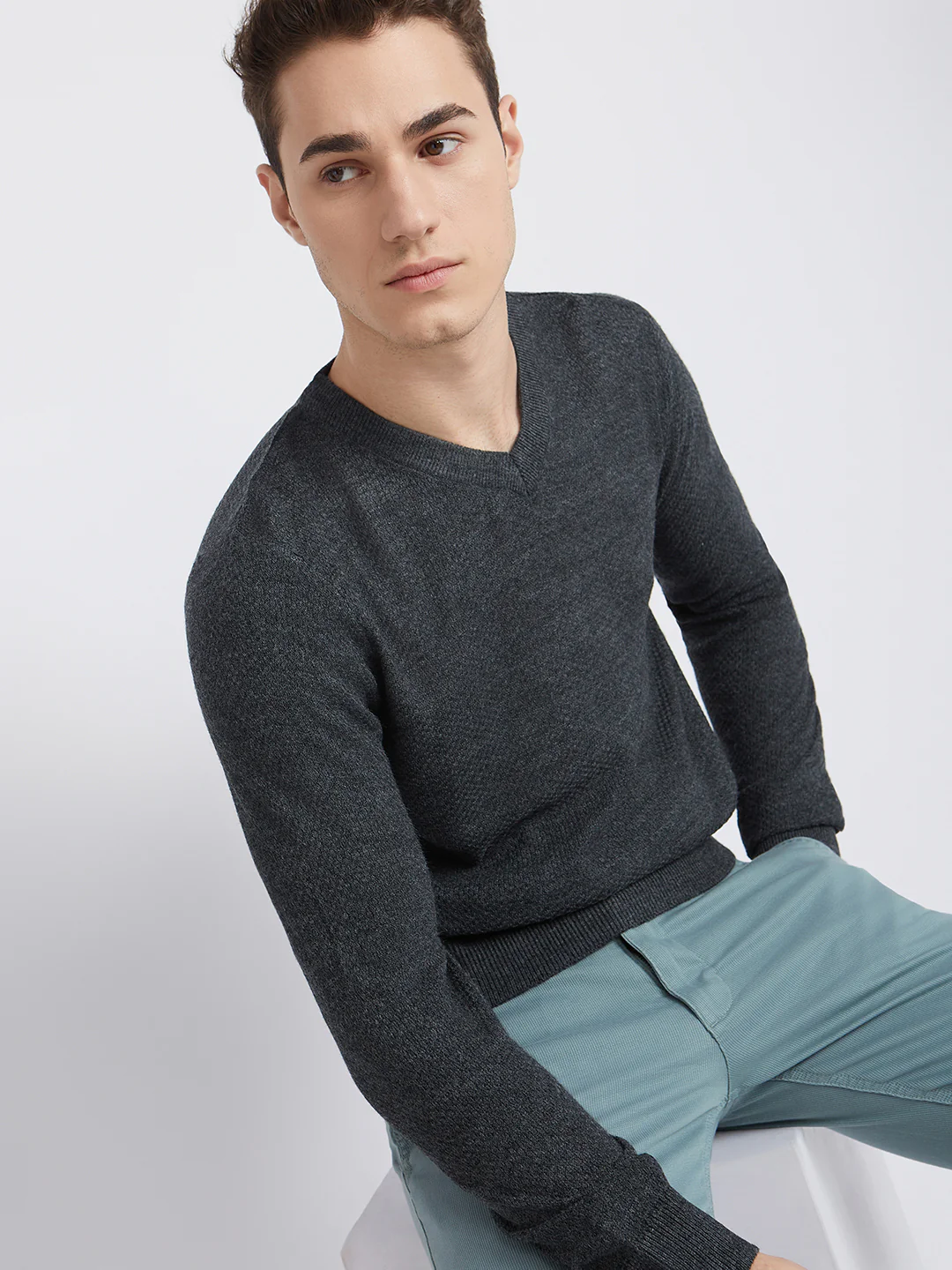 Parx Men Grey Structure Acrylic Sweaters - Image 6
