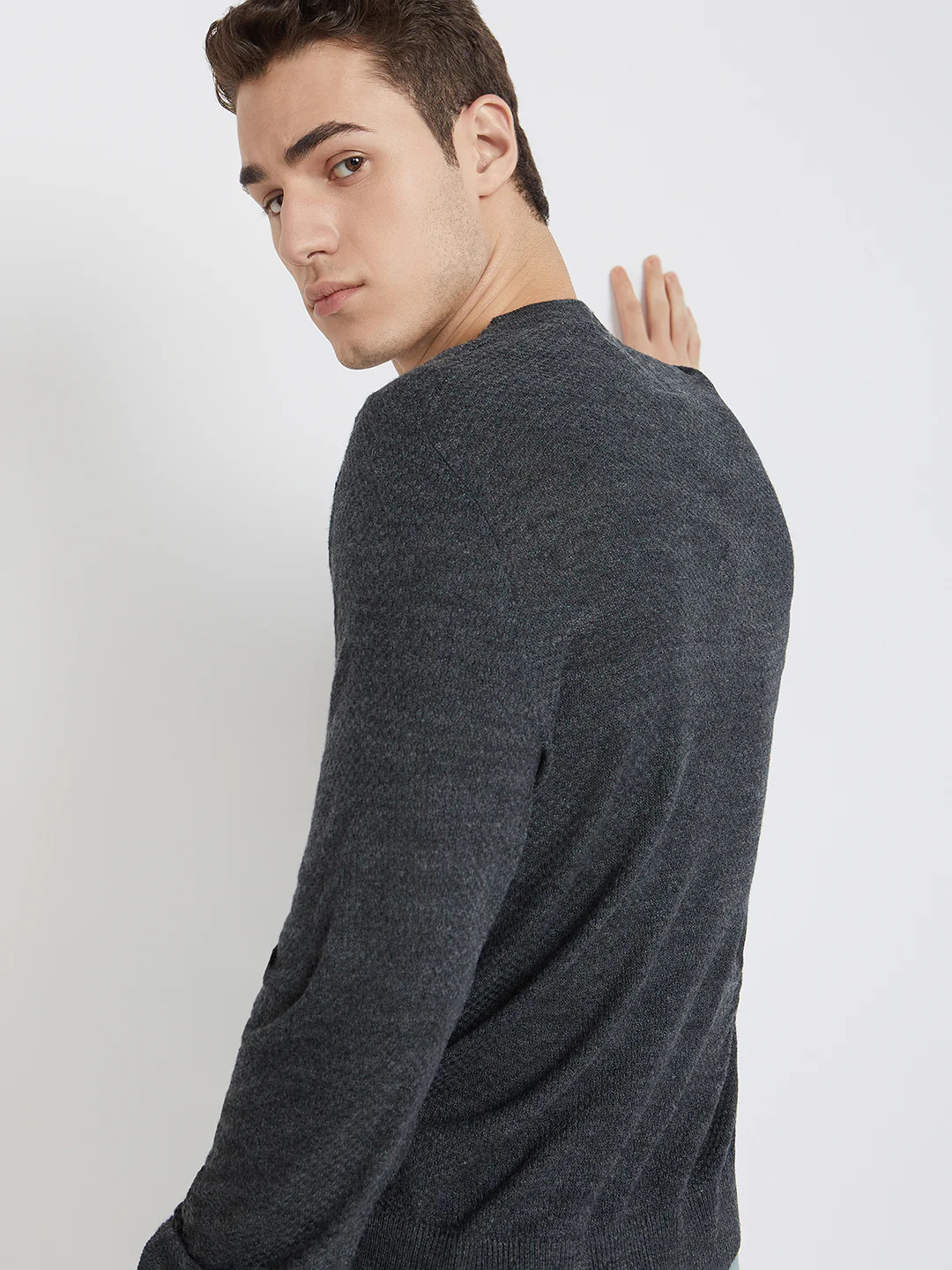 Parx Men Grey Structure Acrylic Sweaters - Image 7
