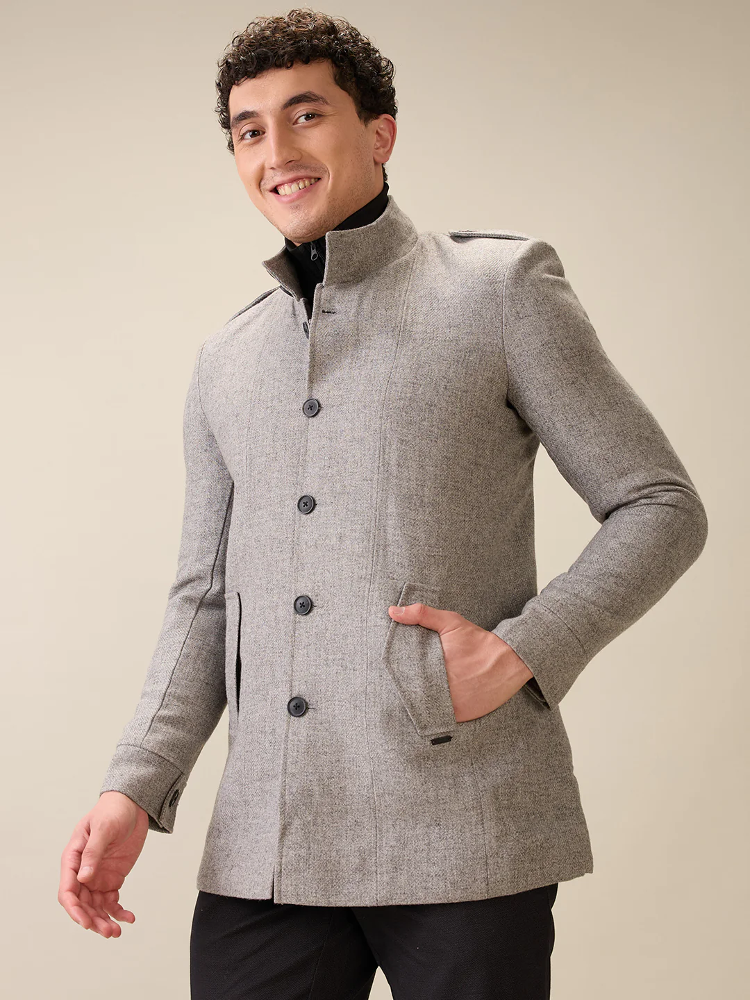 Parx Men Grey Structure Polyester Jacket - Image 3