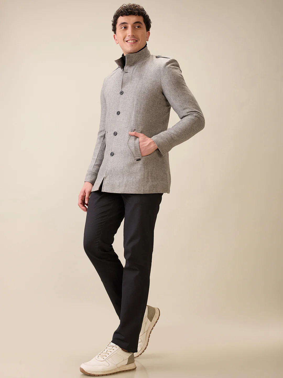 Parx Men Grey Structure Polyester Jacket - Image 5