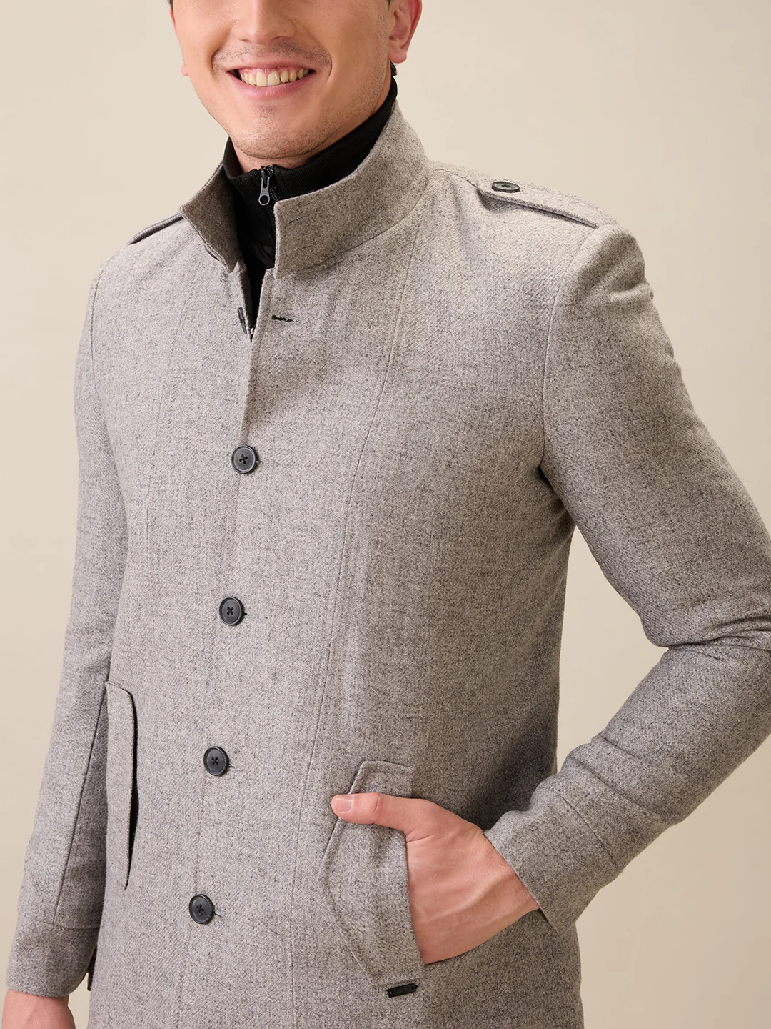 Parx Men Grey Structure Polyester Jacket - Image 6