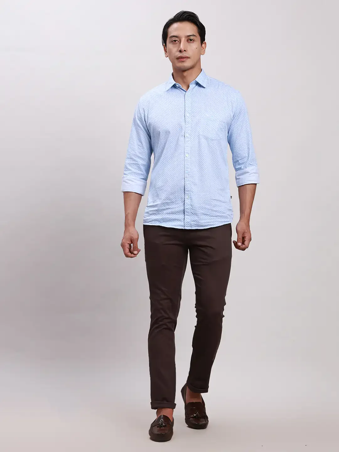 Parx Men Grey Super Slim Fit Solid Cotton Spandex Trouser - Image 5