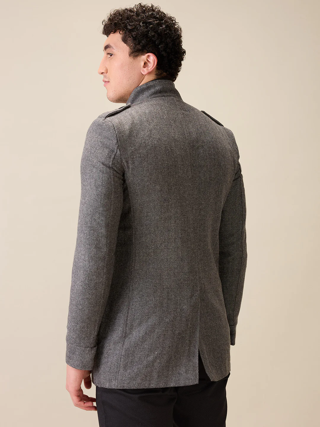 Parx Men Grey Yarn Dyed Polyester Jacket - Image 4