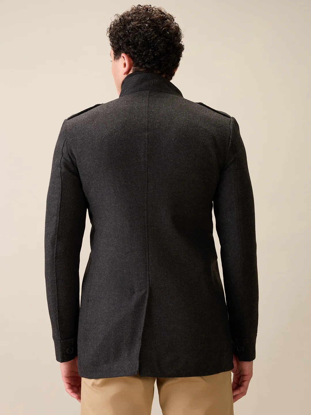Parx Men Grey Yarn Dyed Polyester Jacket - Image 4