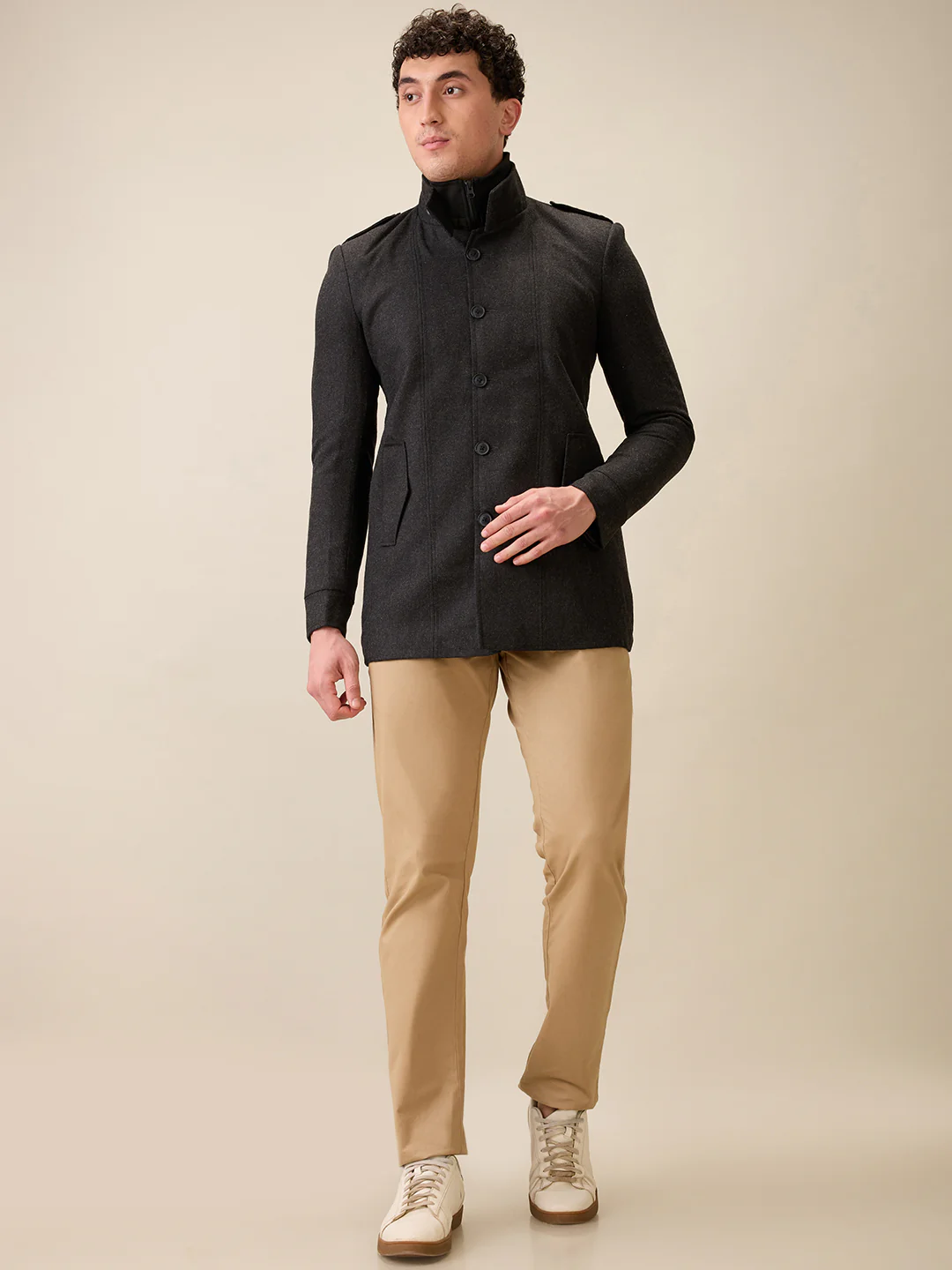 Parx Men Grey Yarn Dyed Polyester Jacket - Image 5