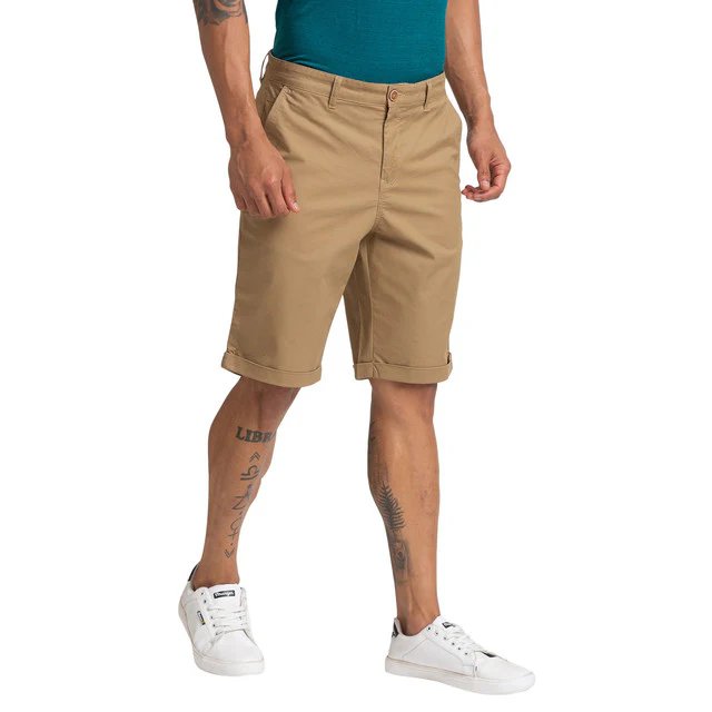 Parx Men Khaki Regular Fit Solid Shorts - Image 2