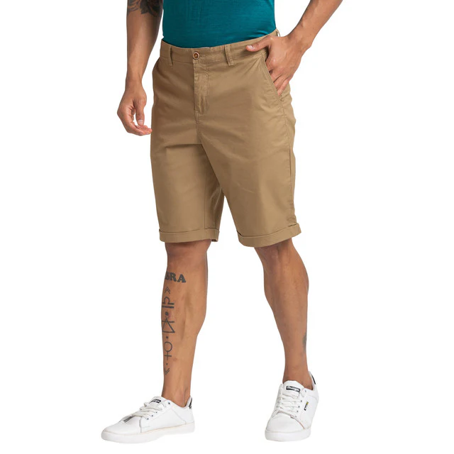 Parx Men Khaki Regular Fit Solid Shorts - Image 3