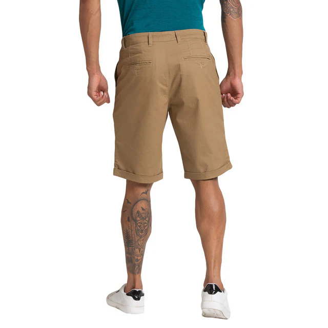 Parx Men Khaki Regular Fit Solid Shorts - Image 4