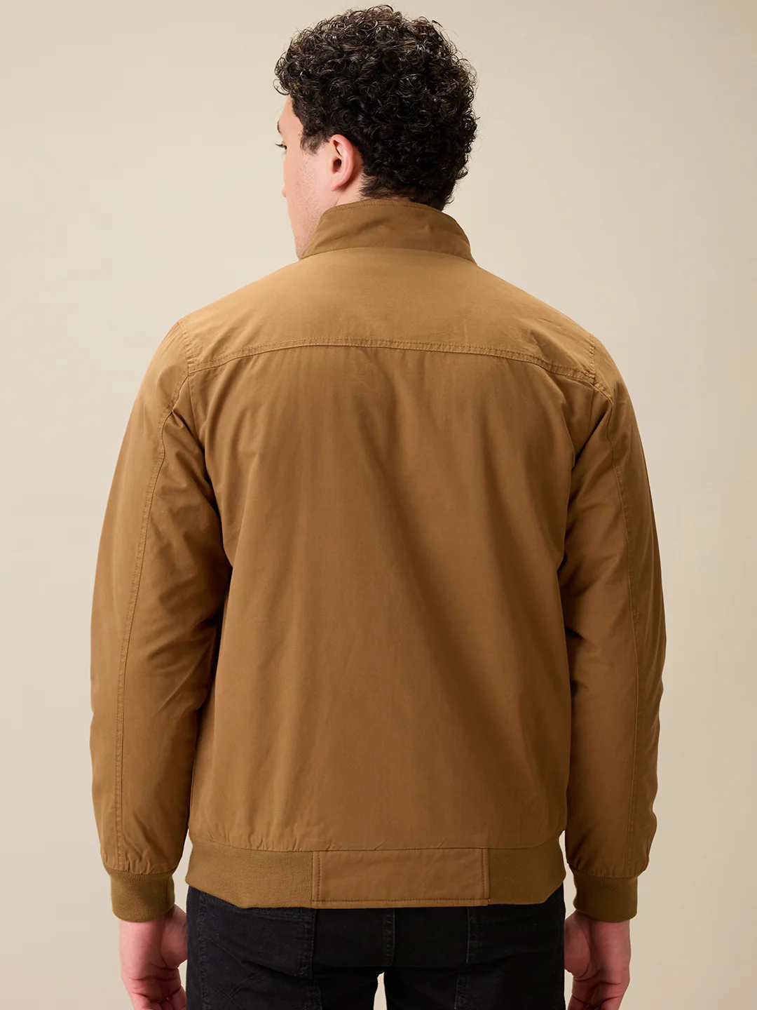 Parx Men Khaki Solid Cotton Full Sleeve Jacket - Image 4