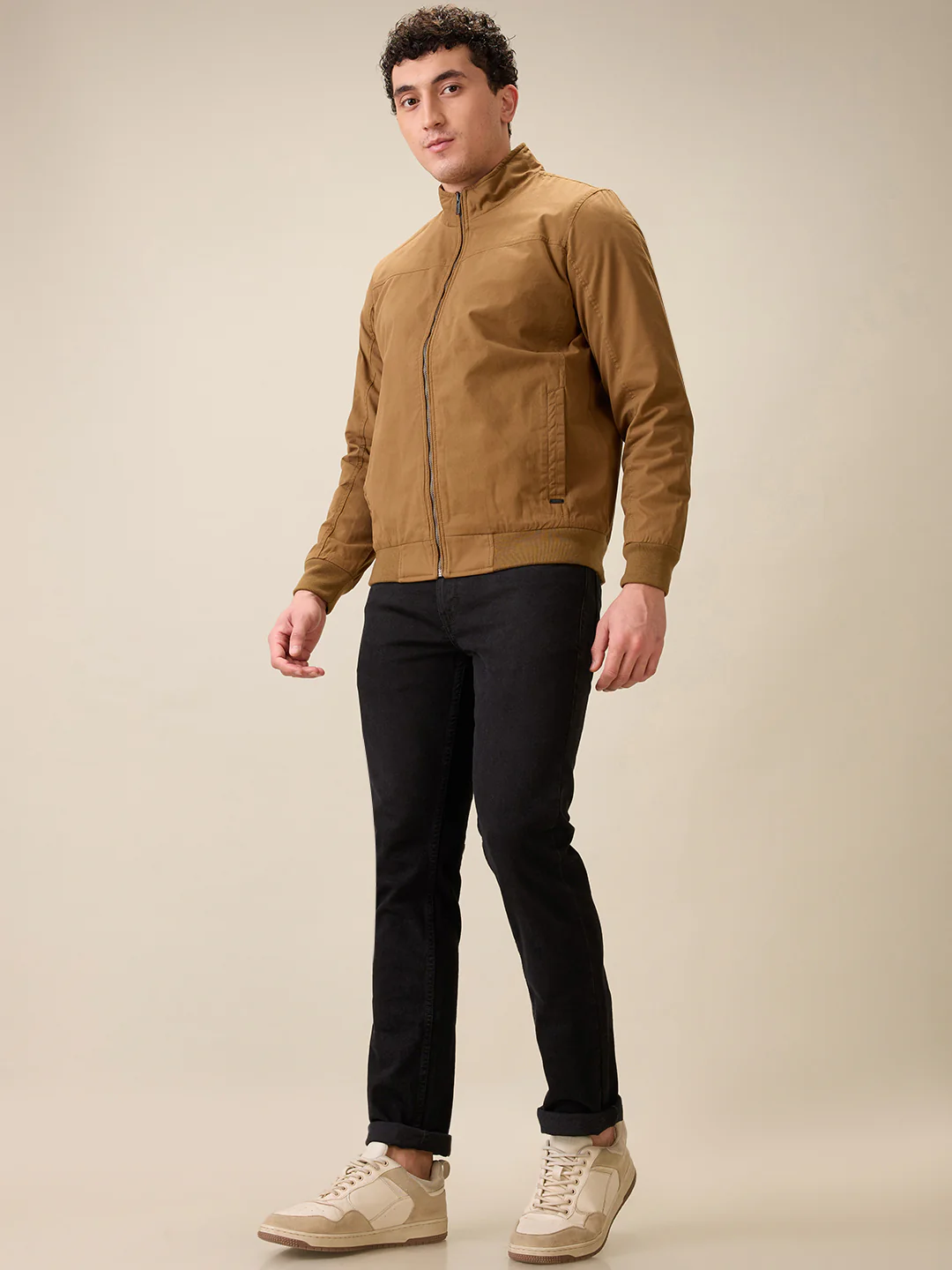 Parx Men Khaki Solid Cotton Full Sleeve Jacket - Image 5