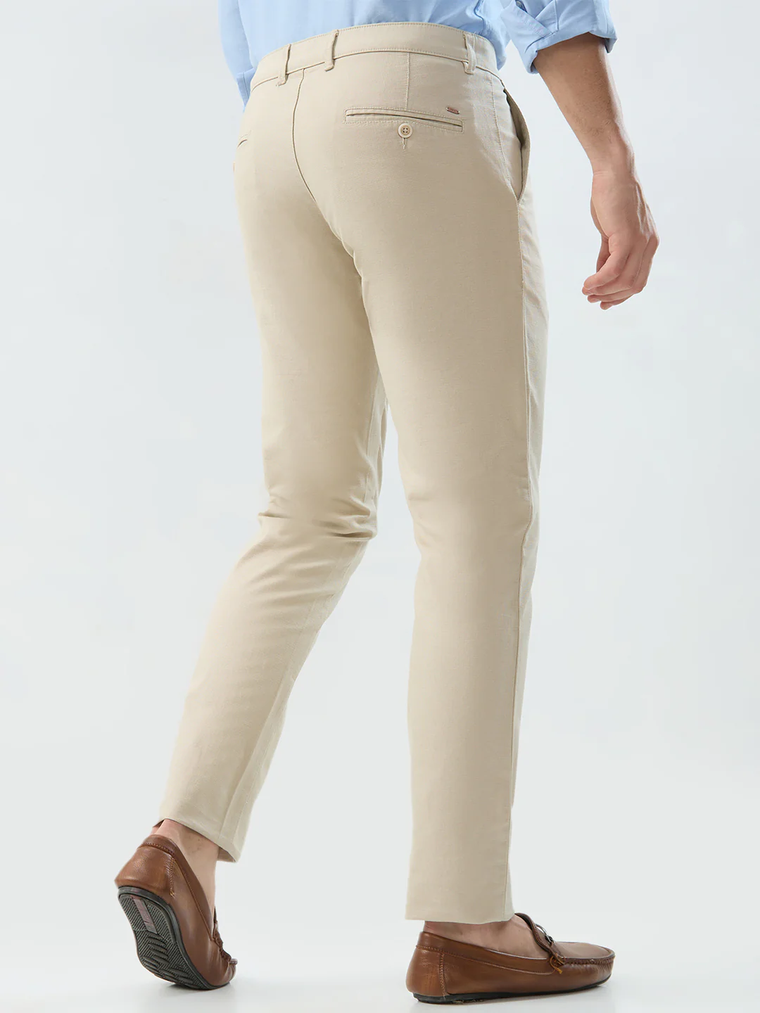 Parx Men Khaki Solid Low Rise Tapered Cotton Blend Trouser - Image 4