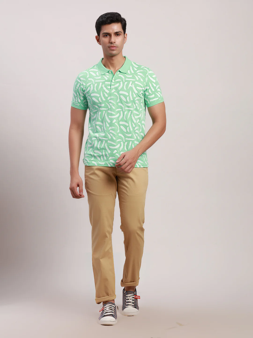 Parx Men Khaki Solid Low Rise Tapered Fit Cotton Blend Trouser - Image 5