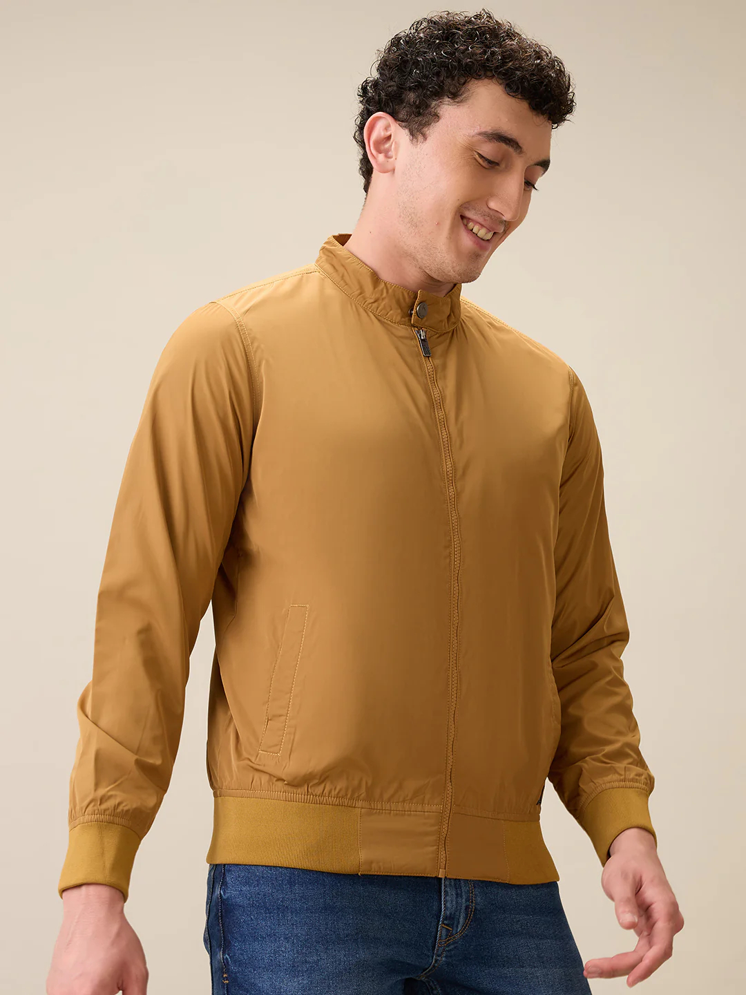 Parx Men Khaki Solid Polyester Full Sleeve Jacket - Image 2