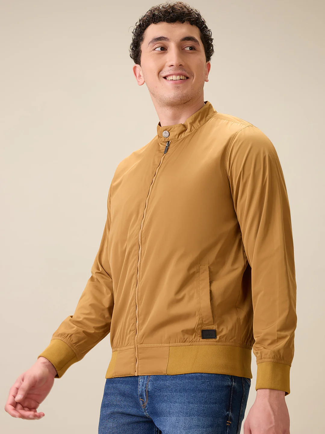 Parx Men Khaki Solid Polyester Full Sleeve Jacket - Image 3