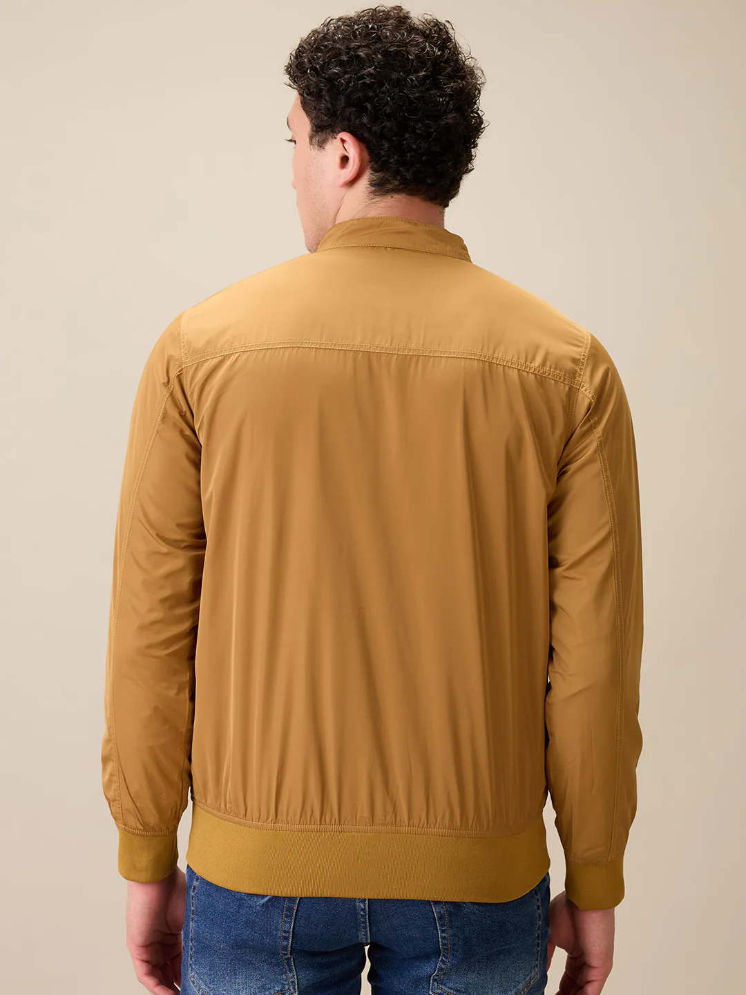 Parx Men Khaki Solid Polyester Full Sleeve Jacket - Image 4