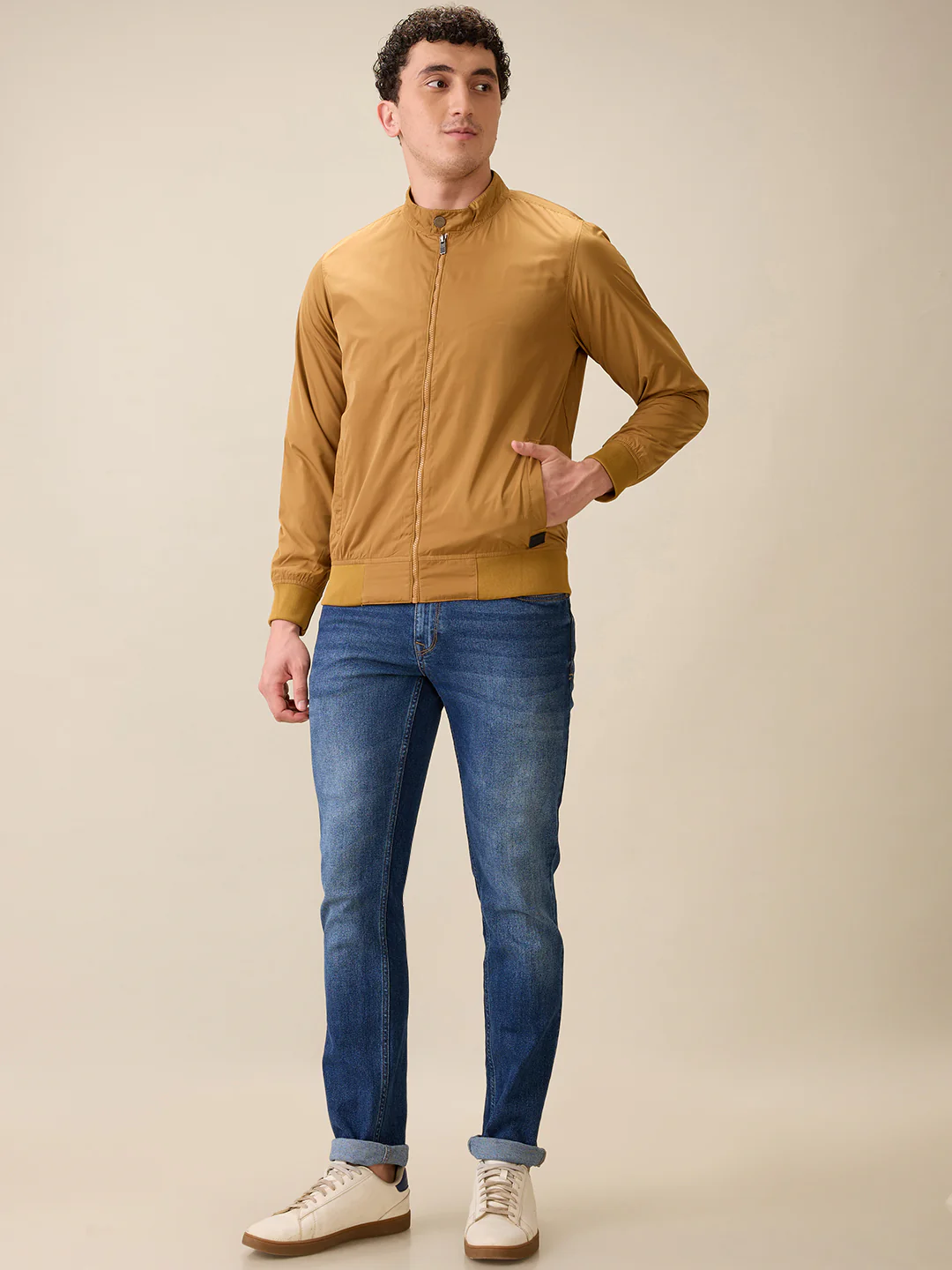Parx Men Khaki Solid Polyester Full Sleeve Jacket - Image 5