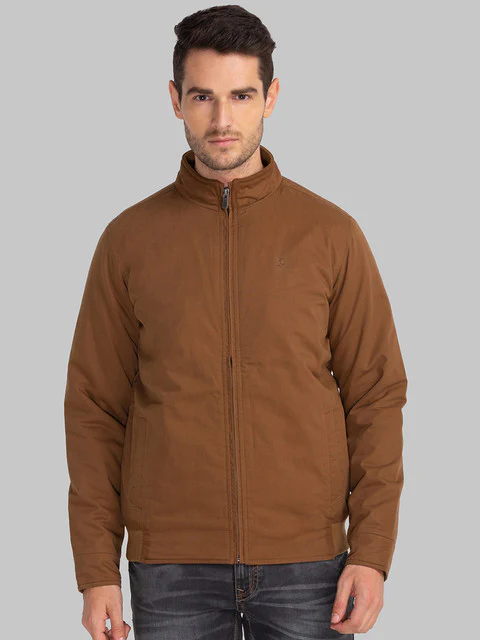 Parx Men Khaki Solid Regular Fit Cotton Jacket