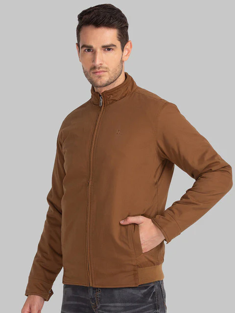 Parx Men Khaki Solid Regular Fit Cotton Jacket - Image 3
