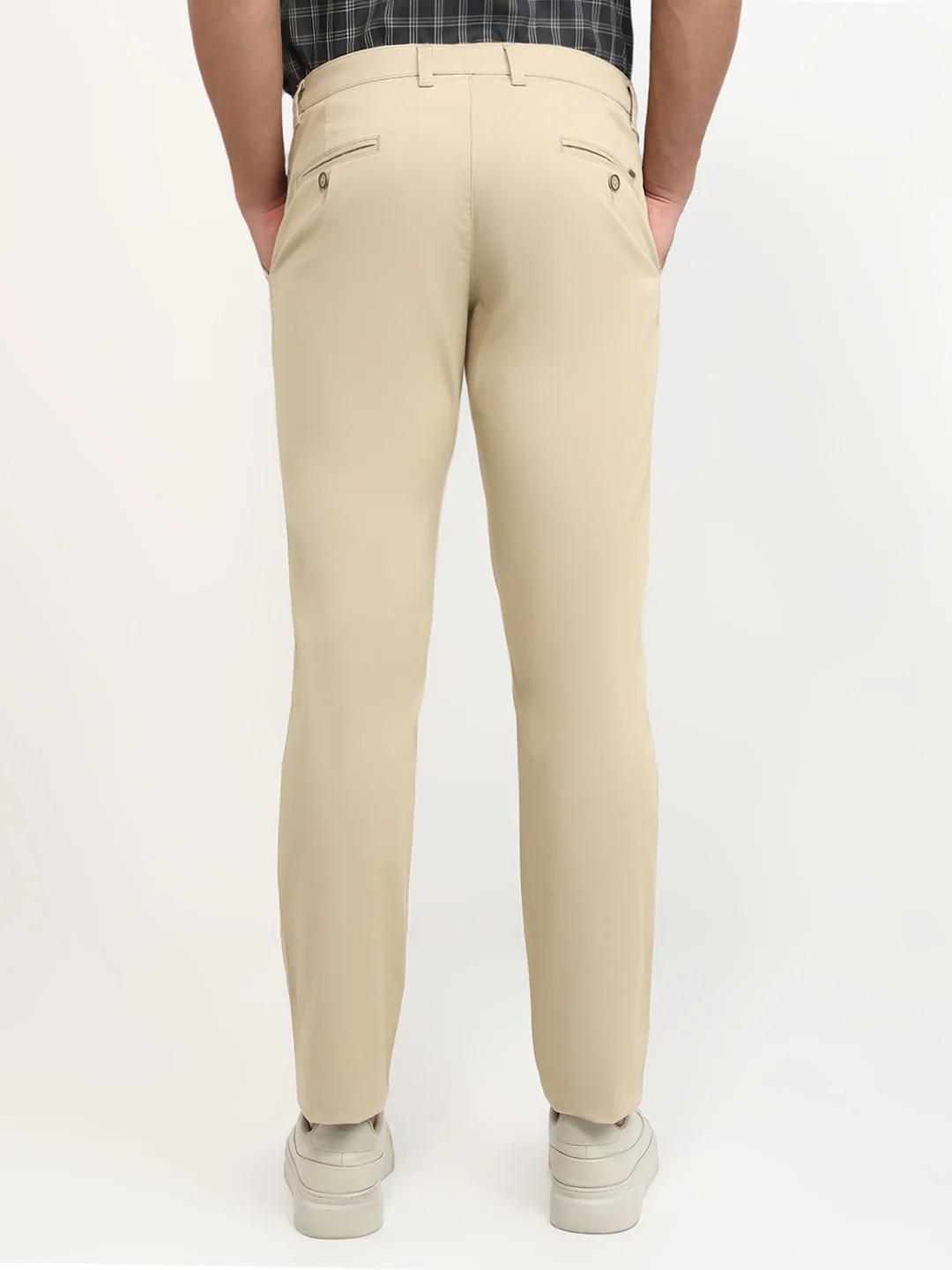Parx Men Khaki Twill Low Rise Tapered Cotton Blend Trouser - Image 4