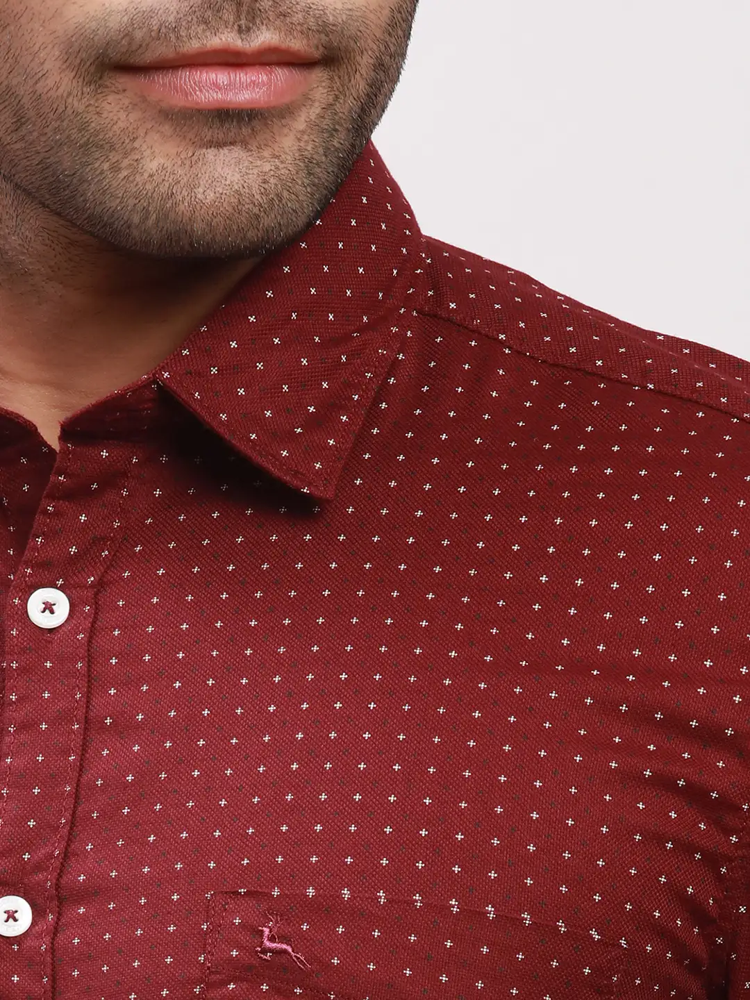 Parx Men Maroon Print Slim Fit Cotton Full Sleeve Shirts - Image 6