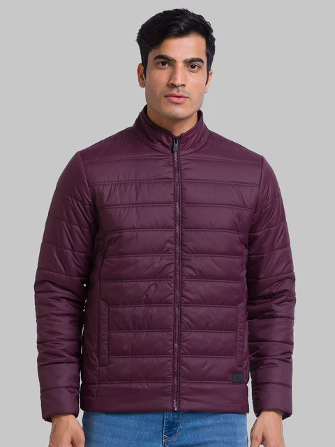 Parx Men Maroon Solid Polyester Jacket