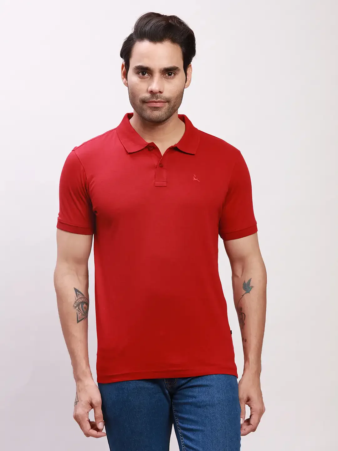 Parx Men Maroon Solid Regular Fit Cotton Half Sleeve T-Shirt