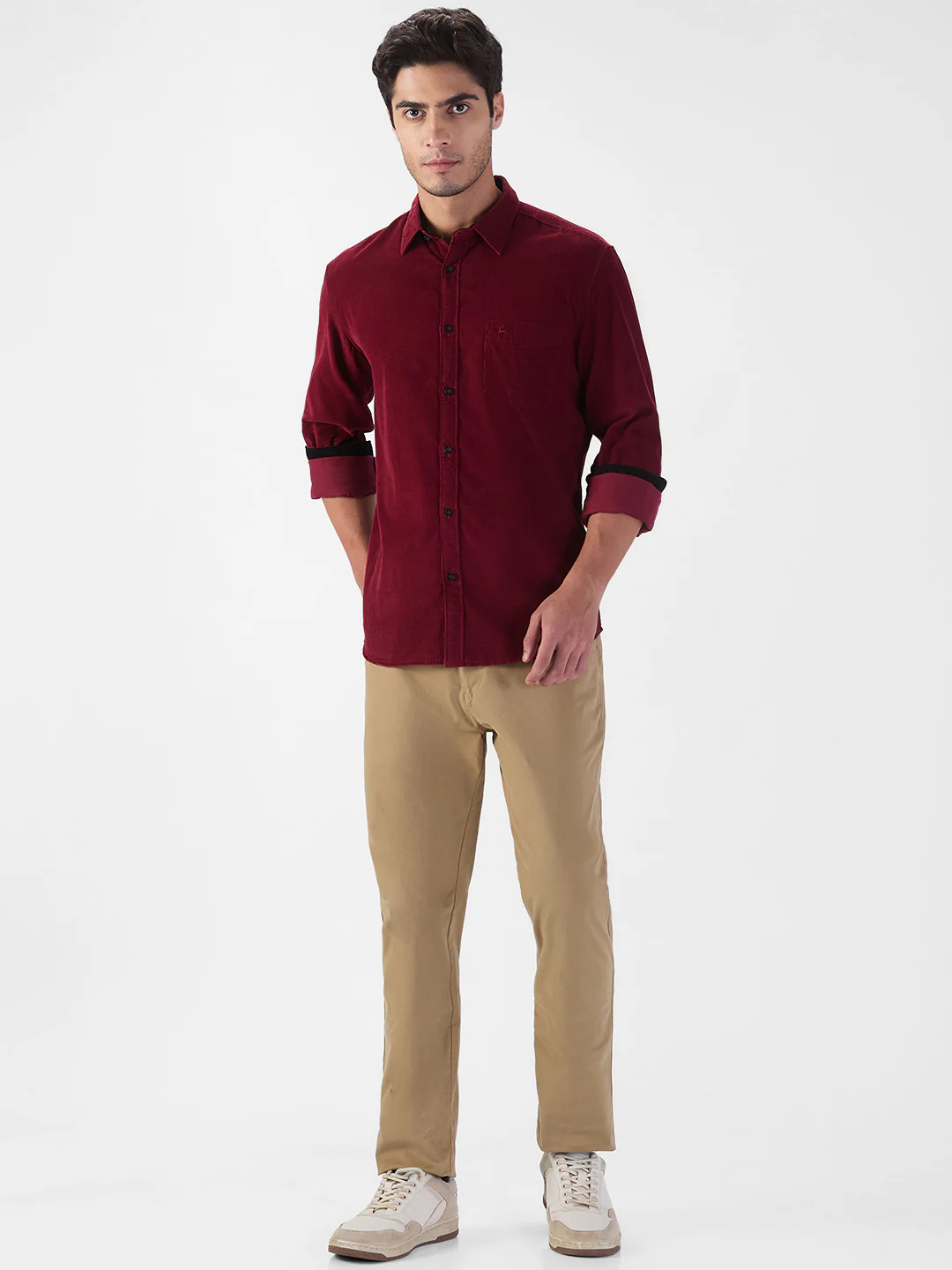 Parx Men Maroon Solid Slim Fit Cotton Blend Shirt - Image 5