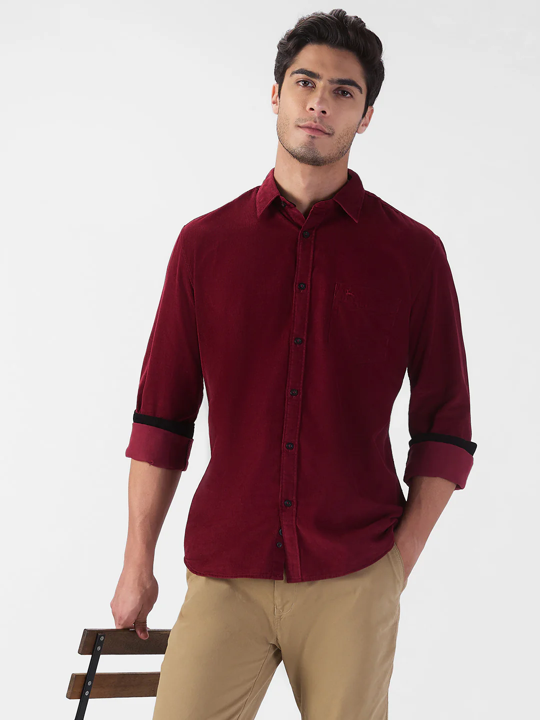 Parx Men Maroon Solid Slim Fit Cotton Blend Shirt - Image 6