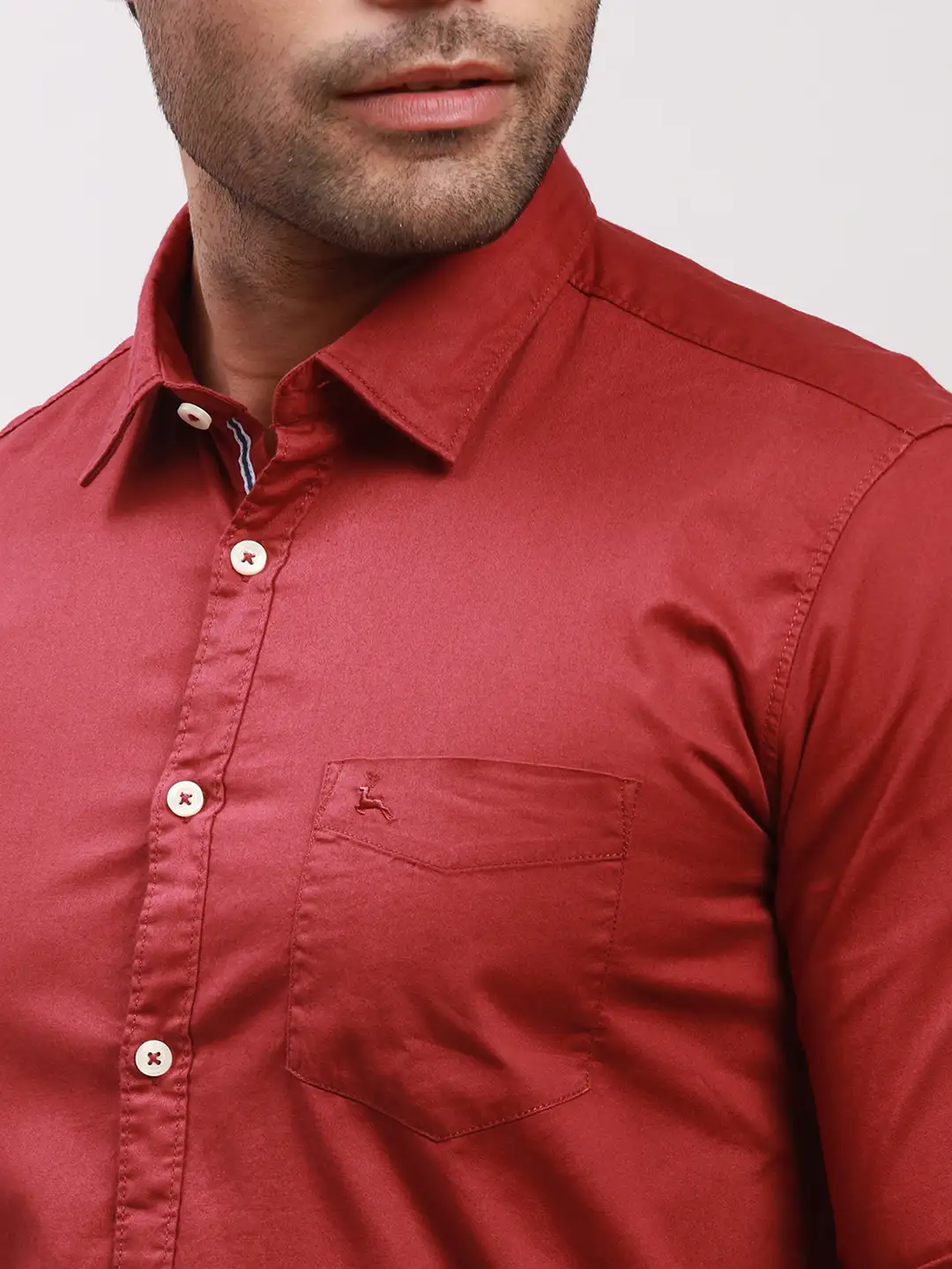 Parx Men Red Solid Slim Fit Cotton Casual Shirt - Image 6