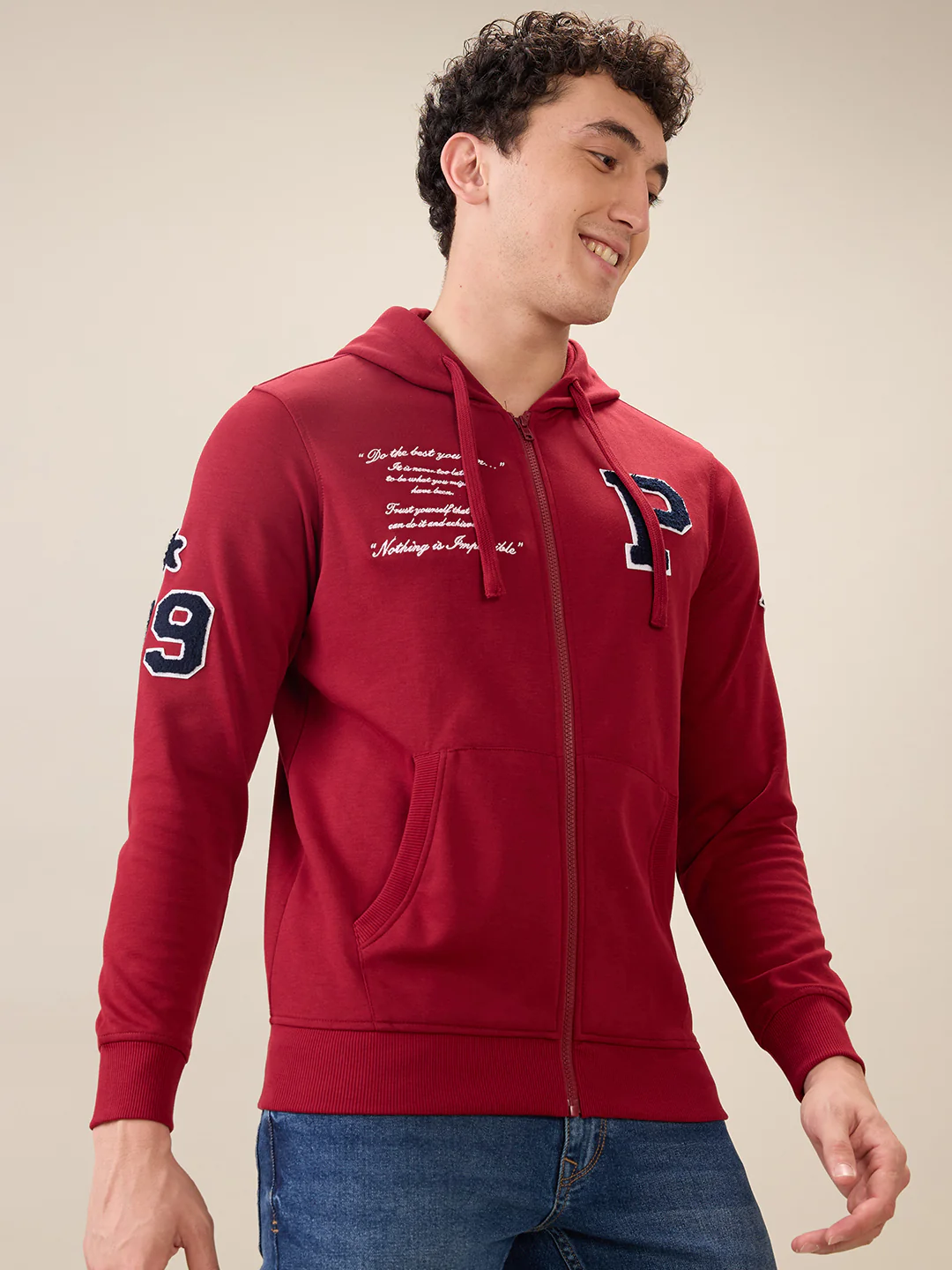 Parx Men Marron Graphic Regular Fit Cotton Blend Sweatshirt - Image 2