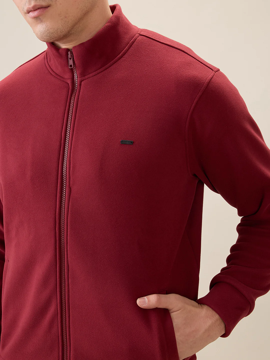 Parx Men Marron Solid Regular Fit Polyester Blend Sweatshirt - Image 6