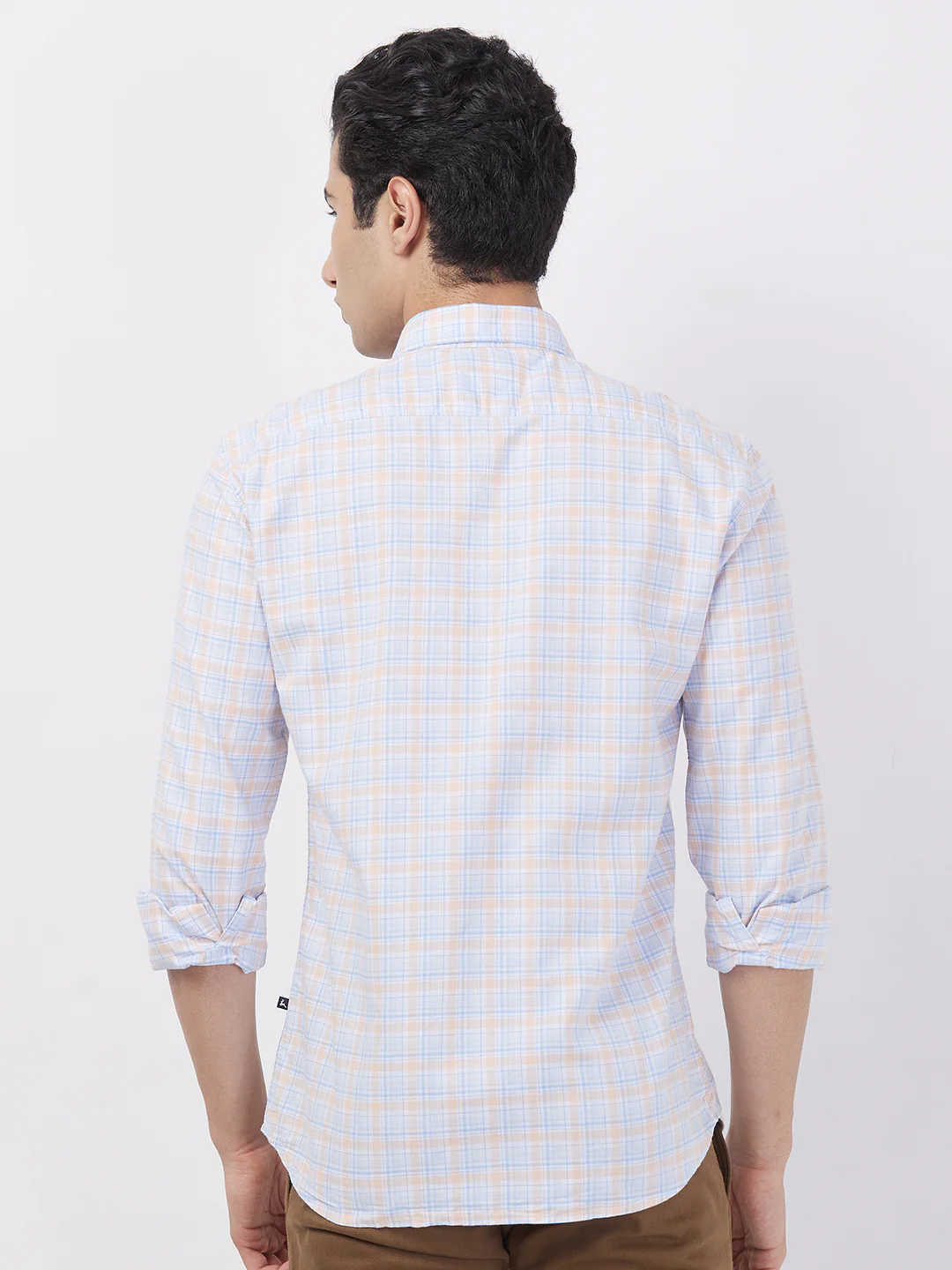 Parx Men Orange Checks Slim Fit Cotton Shirt - Image 4