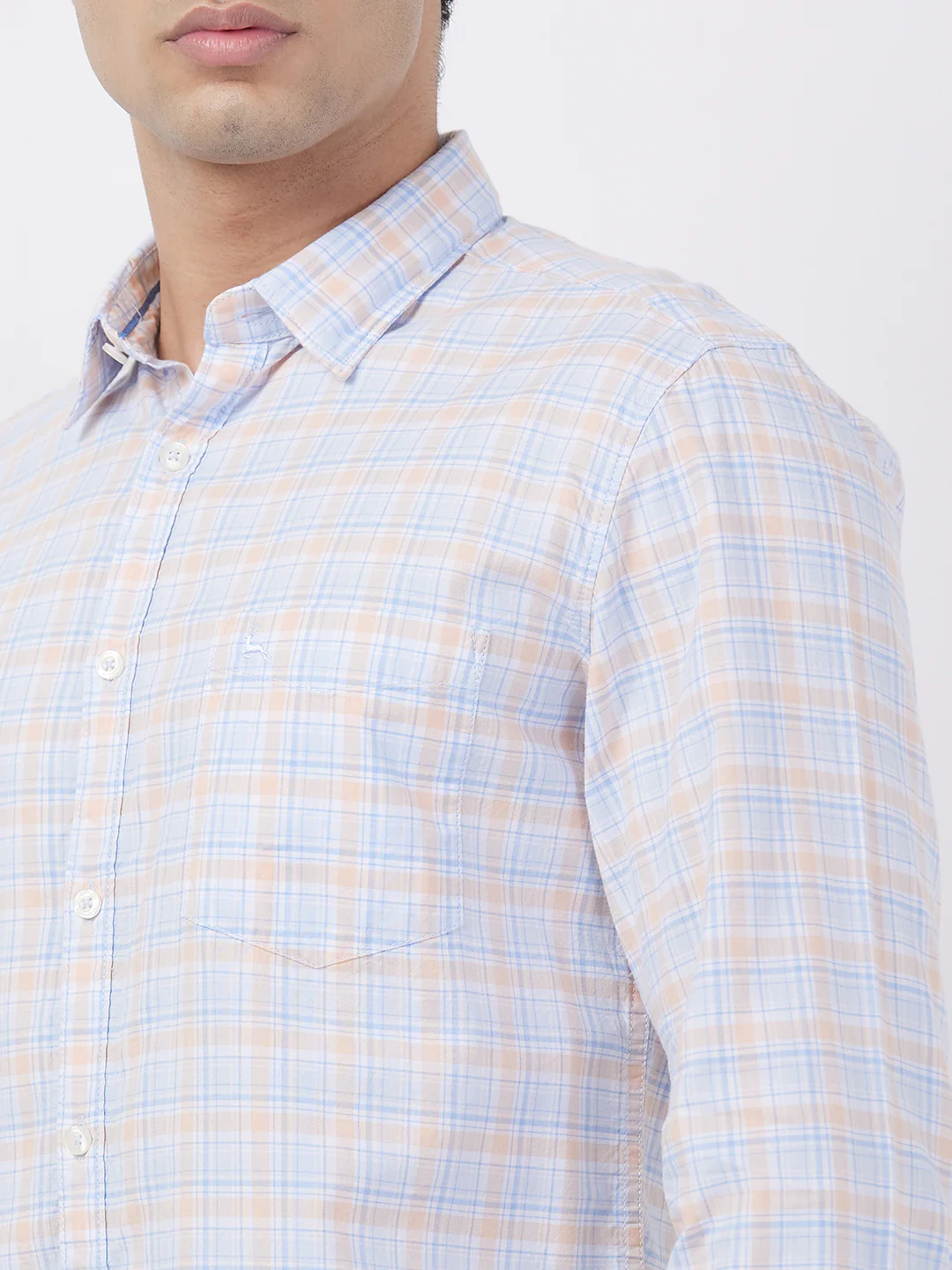 Parx Men Orange Checks Slim Fit Cotton Shirt - Image 6