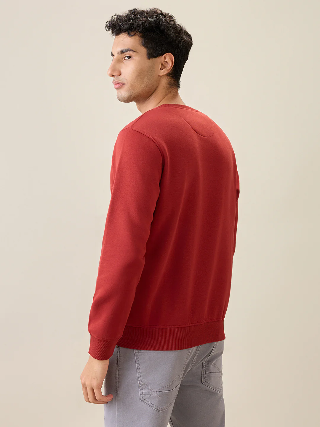 Parx Men Orange Graphic Regular Fit Cotton Blend Full Sleeve Round Neck Collar Sweatshirt - Image 4